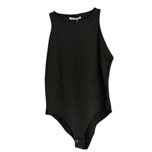 REORIA Black Sleeveless Bodysuit Womens Size L Crew Neck Stretch Basic Tank NWT